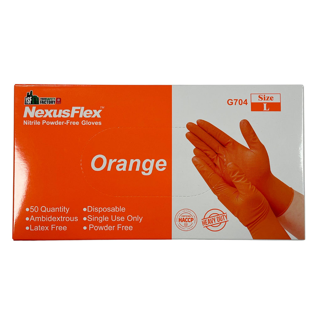 Nexus Flex Orange Nitrile Disposable Gloves - G704
