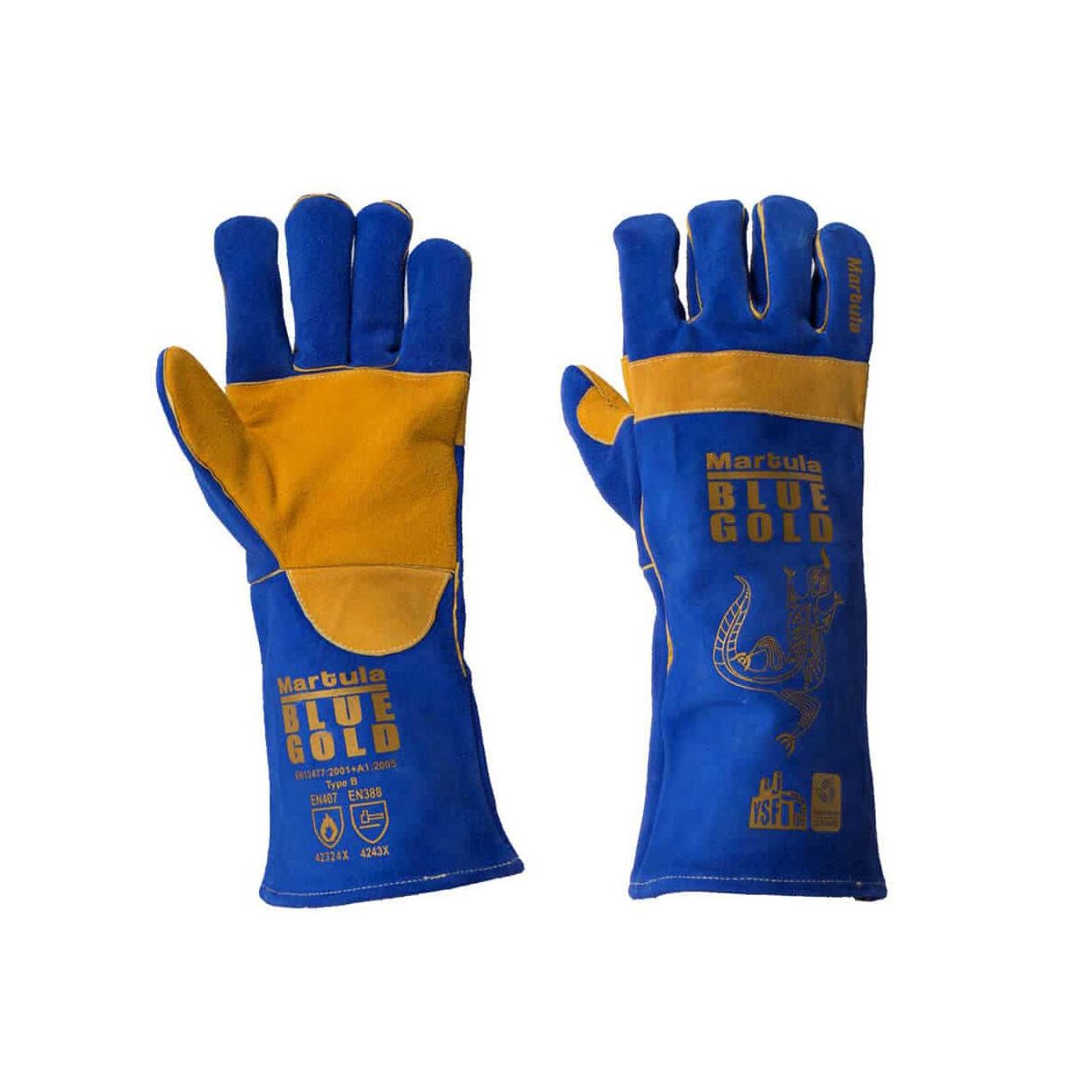 Martula Blue and Gold Leather (Welders Glove) - G906