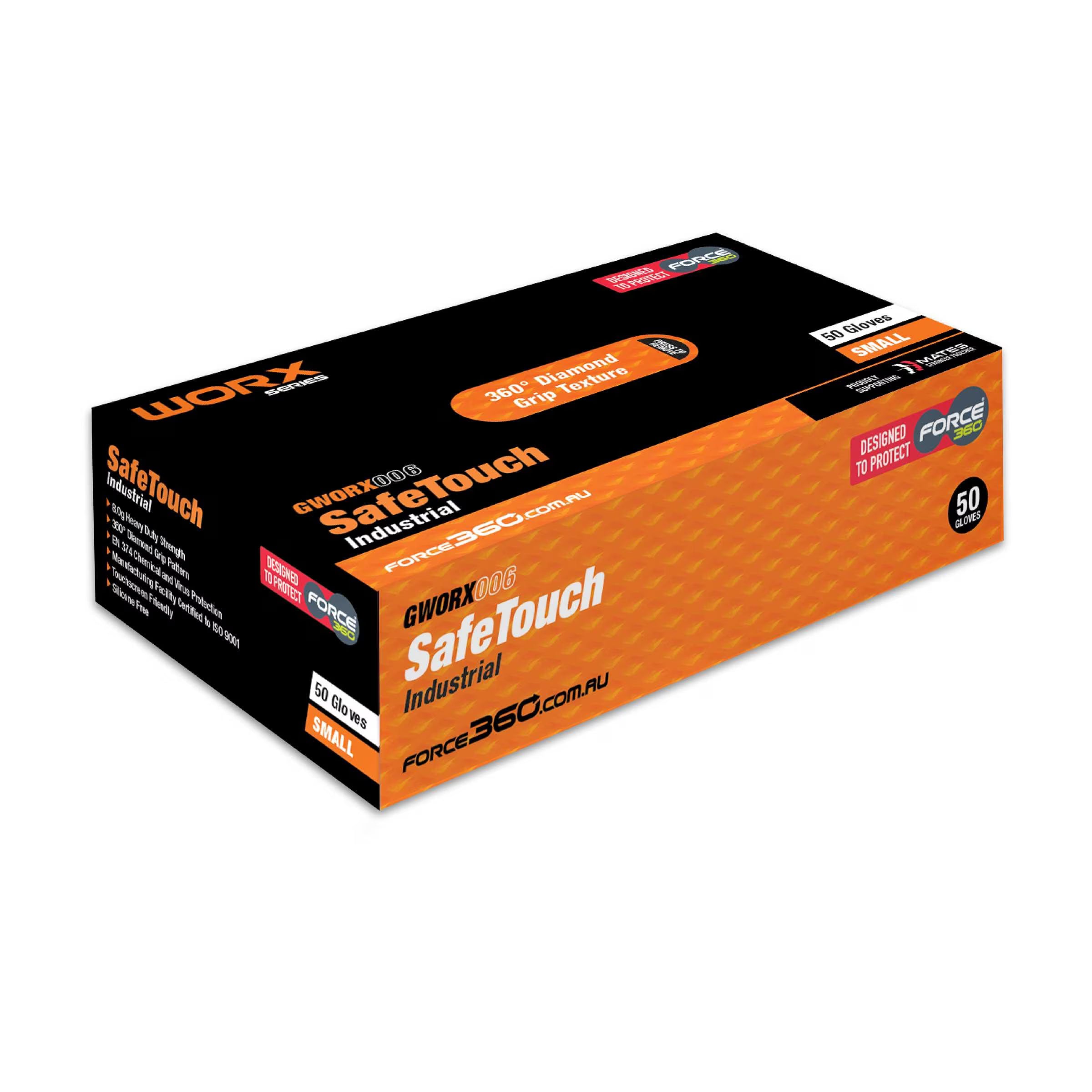 Force360 SafeTouch Disposable Nitrile Glove Industrial (Orange) - GWORX006