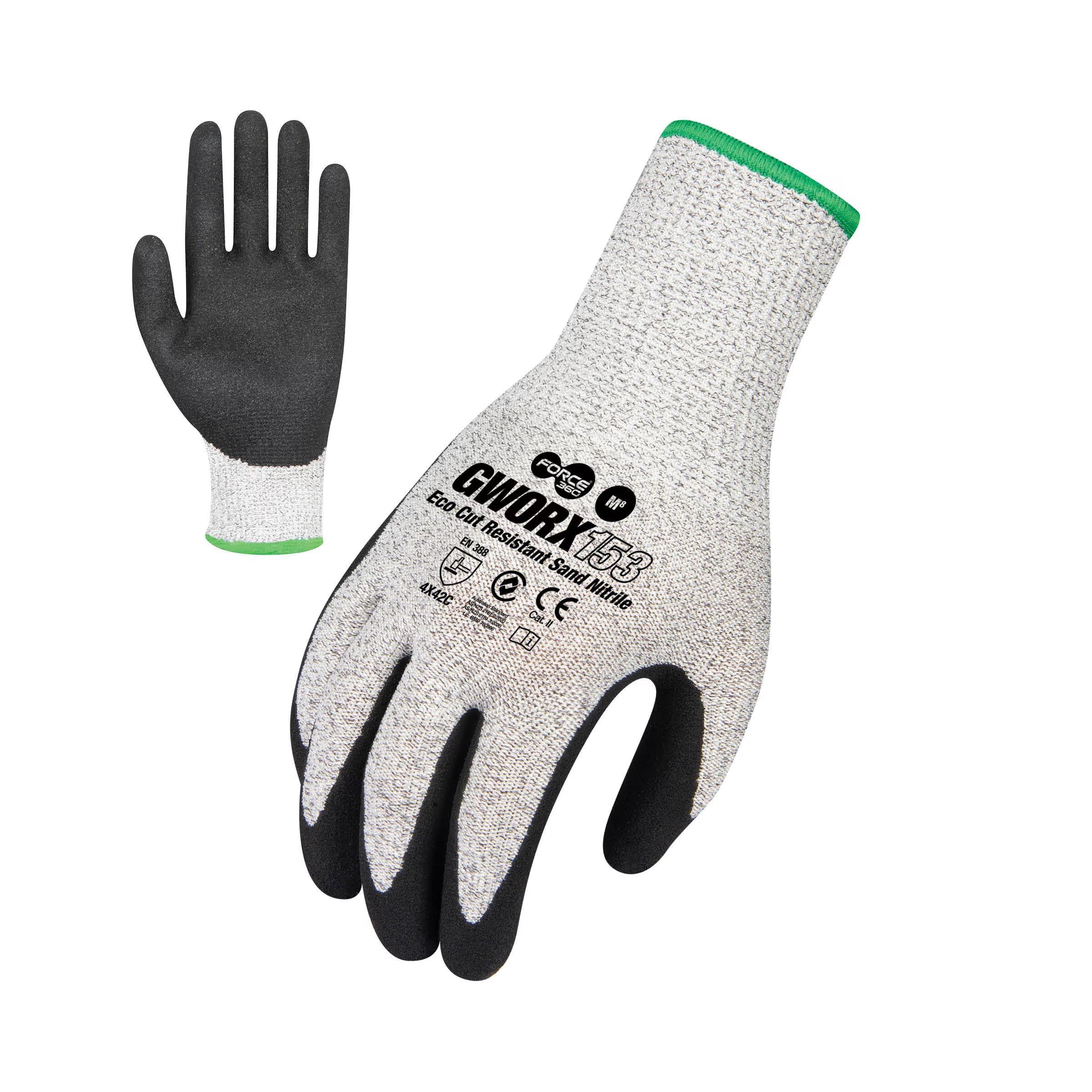 Force360 Eco Cut Resistant Glove Sand Nitrile Coated Palm - GWORX153