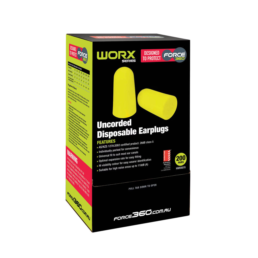 Force360 Bullet Shaped Disposable Earplug 26db (Uncorded) - HWRX970