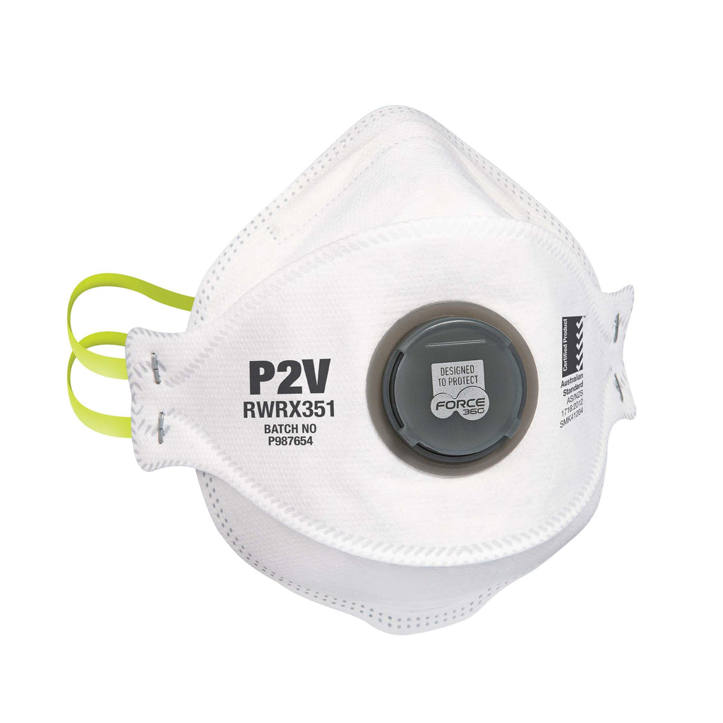 Force360 P2V Flat Fold Valved Respirator (Disposable) - RWRX351