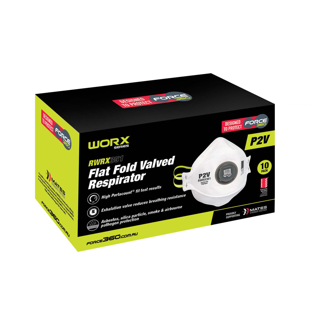 Force360 P2V Flat Fold Valved Respirator (Disposable) - RWRX351