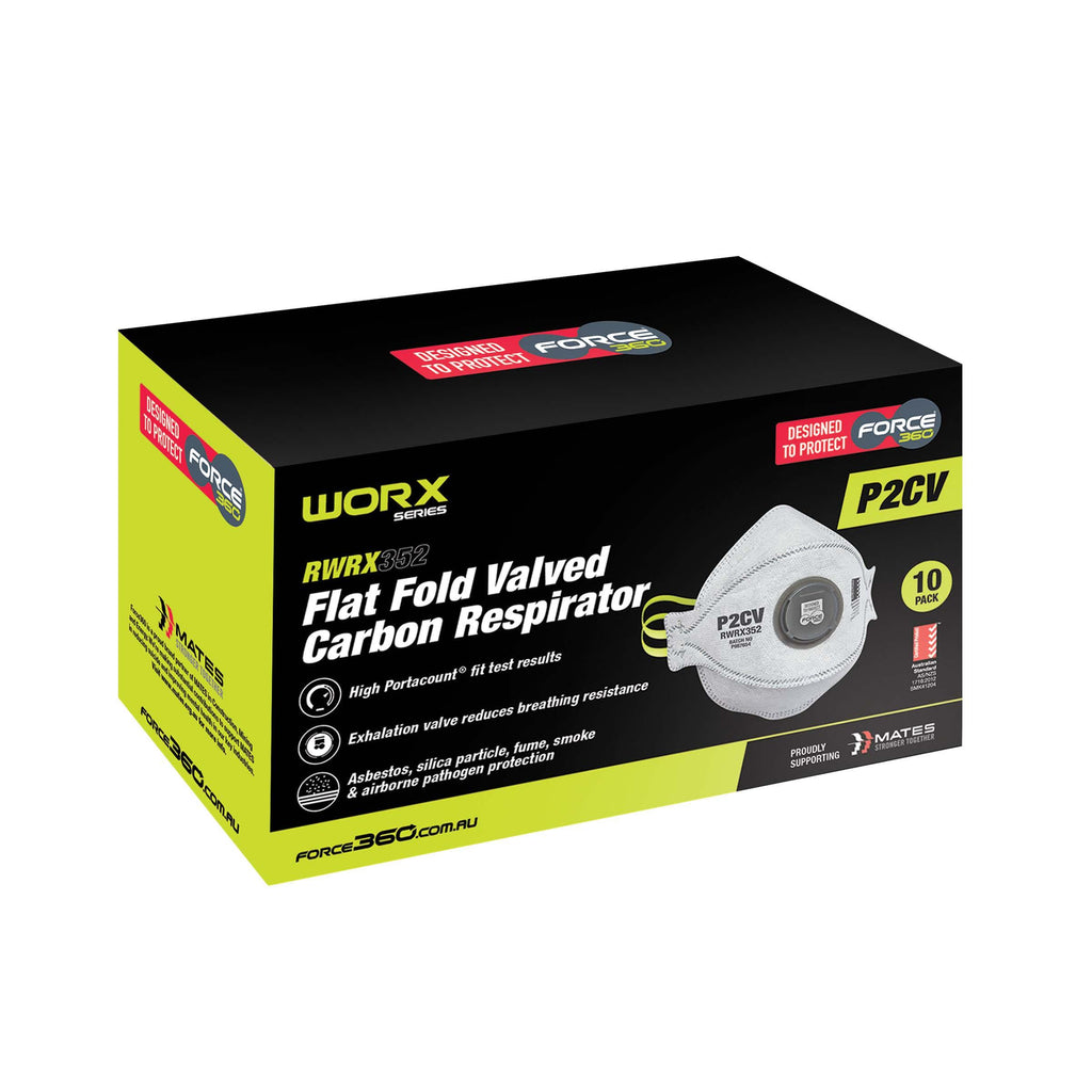 Force360 P2CV Flat Fold Valved Carbon Filter Respirator (Disposable) - RWRX352